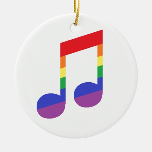Rainbow Music Note Keramisch Ornament (Voorkant)