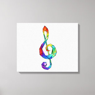 Rainbow musical key treble clean canvas afdruk