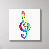 Rainbow musical key treble clean canvas afdruk (Voorkant)