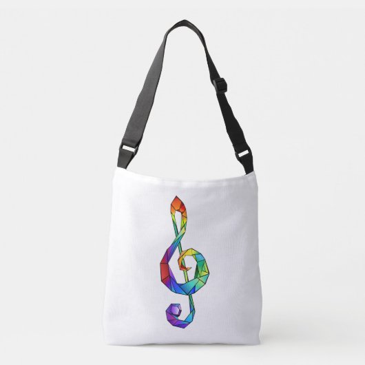Rainbow musical key treble clean crossbody tas (Voorkant)
