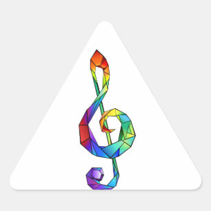 Rainbow musical key treble clean driehoek sticker