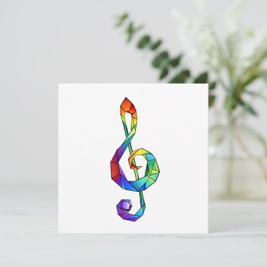 Rainbow musical key treble clean feestdagenkaart (Staand voorkant)