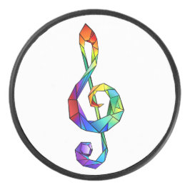 Rainbow musical key treble clean hockey puck