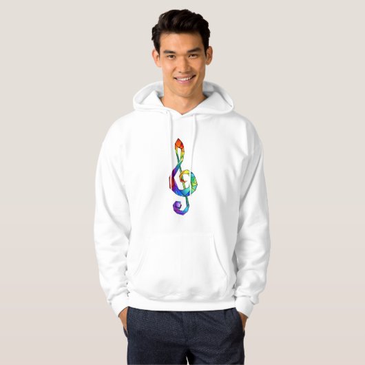 Rainbow musical key treble clean hoodie (Voorkant volledig)