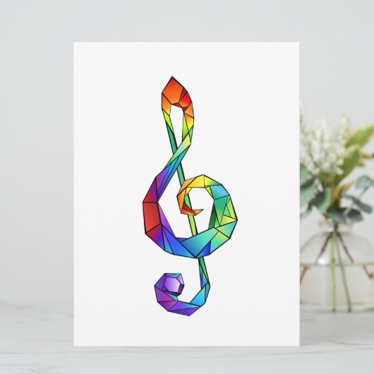 Rainbow musical key treble clean kaart (Staand voorkant)