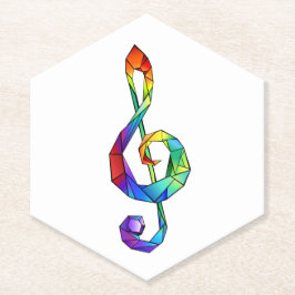 Rainbow musical key treble clean kartonnen onderzetters