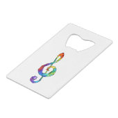 Rainbow musical key treble clean kredietkaart flessenopener (Voorkant Gekanteld)