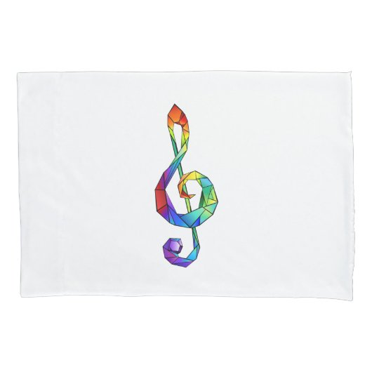 Rainbow musical key treble clean kussensloop (Voorkant)