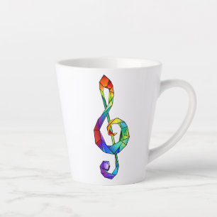 Rainbow musical key treble clean latte mok