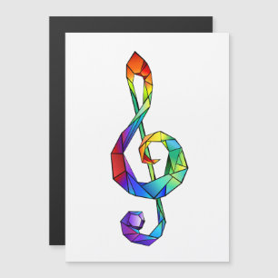 Rainbow musical key treble clean magnetische uitnodiging