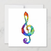 Rainbow musical key treble clean magnetische uitnodiging (Voorkant)