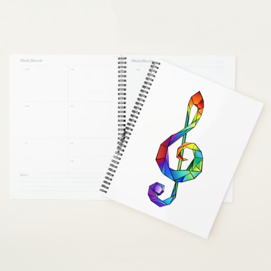 Rainbow musical key treble clean planner (Display)