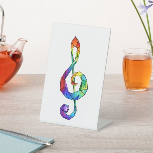 Rainbow musical key treble clean reclamebord met voetstuk (Insitu)