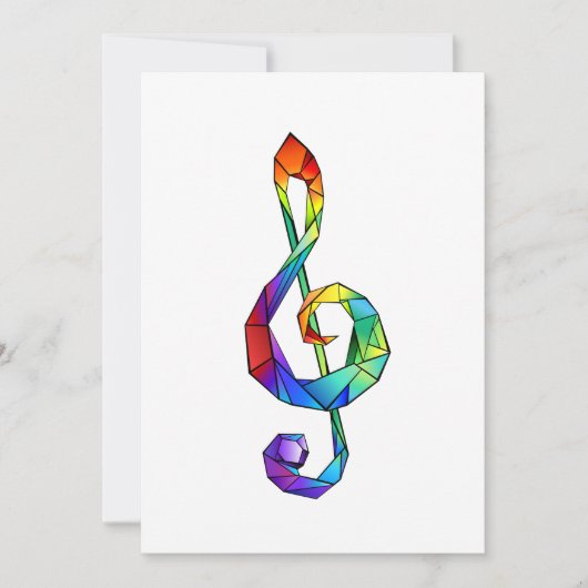 Rainbow musical key treble clean save the date (Voorkant)