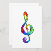 Rainbow musical key treble clean save the date (Voorkant / Achterkant)