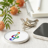 Rainbow musical key treble clean sleutelhanger (Zijkant)