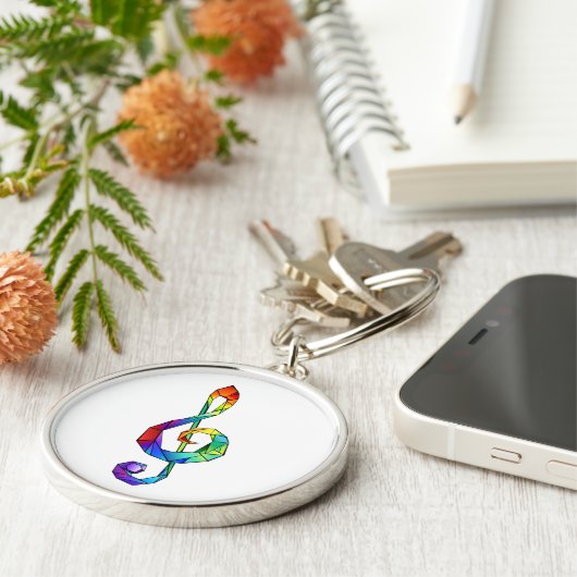 Rainbow musical key treble clean sleutelhanger (Zijkant)