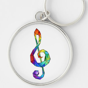 Rainbow musical key treble clean sleutelhanger