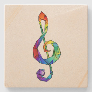 Rainbow musical key treble clean stenen onderzetter