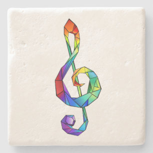 Rainbow musical key treble clean stenen onderzetter