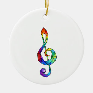 Rainbow Musical Key treble cleet Keramisch Ornament