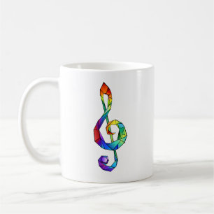 Rainbow Musical Key treble cleet Koffiemok