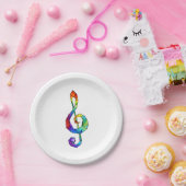 Rainbow Musical Key treble cleet Papieren Bordje (Feest)