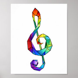 Rainbow Musical Key treble cleet Poster