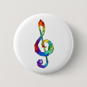 Rainbow Musical Key treble cleet Ronde Button 5,7 Cm (Voorkant)