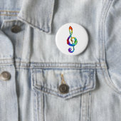 Rainbow Musical Key treble cleet Ronde Button 5,7 Cm (In situ)