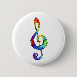 Rainbow Musical Key treble cleet Ronde Button 5,7 Cm
