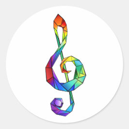 Rainbow Musical Key treble cleet Ronde Sticker