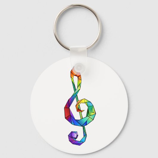 Rainbow Musical Key treble cleet Sleutelhanger (Voorkant)