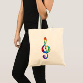 Rainbow Musical Key treble cleet Tote Bag (Voorkant (product))