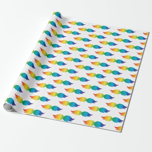 Rainbow Mustache Cadeaupapier (Uitgerold)