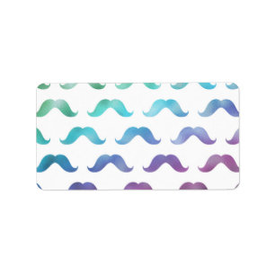 Rainbow Mustache Faux Foil Metallic Mustaches Etiket