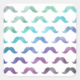 Rainbow Mustache Faux Foil Metallic Mustaches Vierkante Sticker