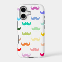Rainbow Mustache patroon op wit
