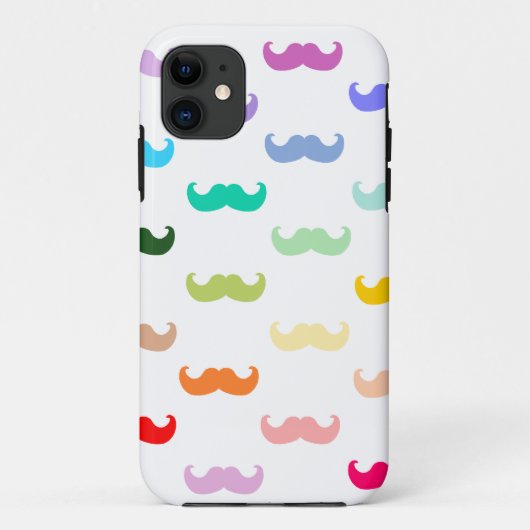 Rainbow Mustache patroon op wit Case-Mate iPhone Case (Achterkant)