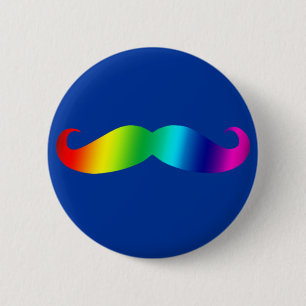 Rainbow Mustache T-shirt Ronde Button 5,7 Cm