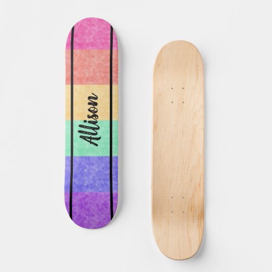 Rainbow Naam Skateboard (Voorkant)