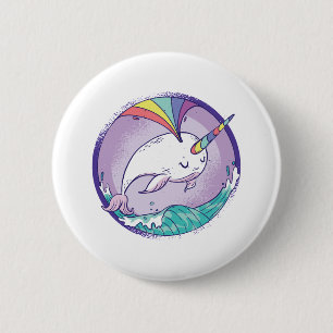 Rainbow Narwalale Ronde Button 5,7 Cm