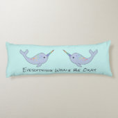 Rainbow Narwhal Body Pillow Lichaamskussen (Achterkant)
