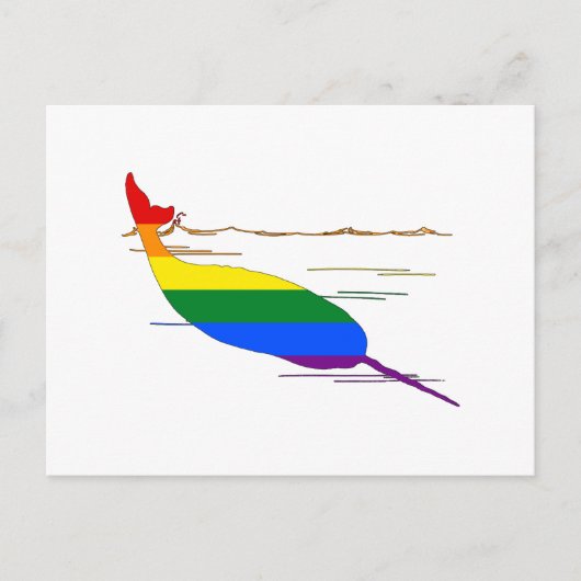 Rainbow Narwhal Briefkaart (Voorkant)
