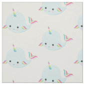 Rainbow Narwhal Kawaii Pattern in Pastel Blue Stof (Swatch)