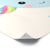Rainbow Narwhal Kawaii Pattern Pastel Blue Name Poster (Hoek)