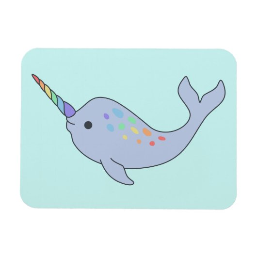 Rainbow Narwhal Magnet Magneet (Horizontaal)