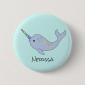 Rainbow Narwhal Name Button (Voorkant)