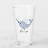 Rainbow Narwhal Name Glass Glas (Achterkant)