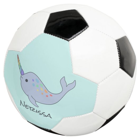 Rainbow Narwhal Nom Soccer Ball (3/4)